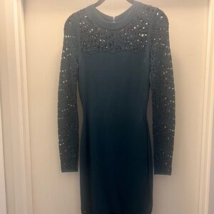 Milly Long-Sleeve Pointelle Lace Mermaid Midi Dress